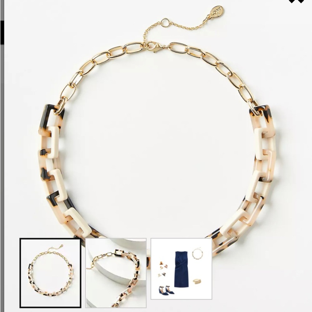 Tortoiseshell Print Chain Link Statement Necklace